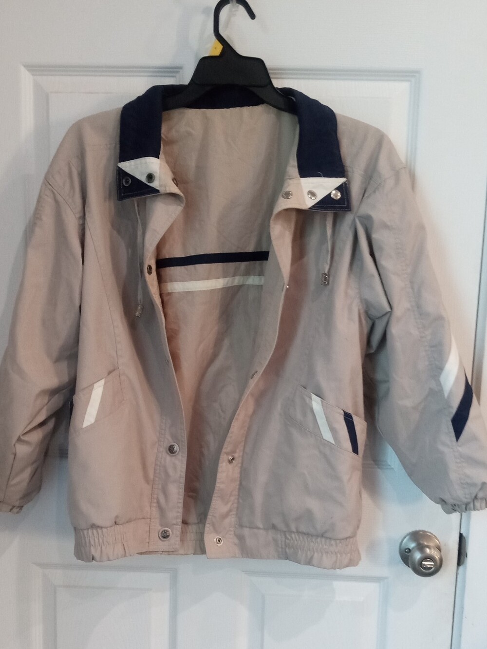 Essentials Beige Raincoat with Navy Accents